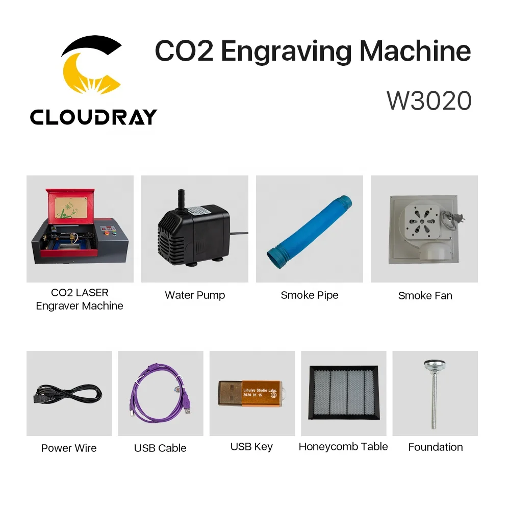 Cloudray BD58 40W CO2 Станок для лазерной гравировки и резки USB-порт