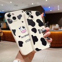 soft phone case for iphone 12 mini 11 13 pro max cute cartoon cow silicone cover for iphone xr xs max x se 2 7 plus 8 6s bumper