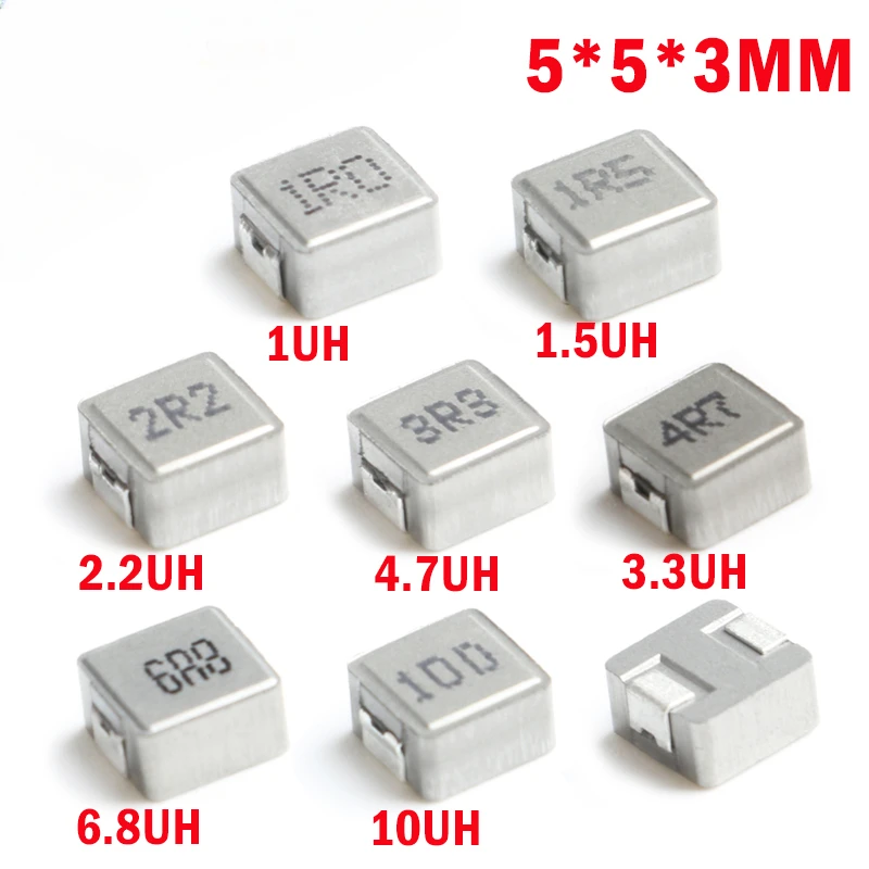 10 шт 0530 SMD Силовые индукторы 1UH 2.2UH 3.3UH 4.7UH 6.8UH 10UH чип индуктор 0530 5*5*3 1R0 2R2 3R3 4R7 6R8 100 Горячая Новинка 5x5x3