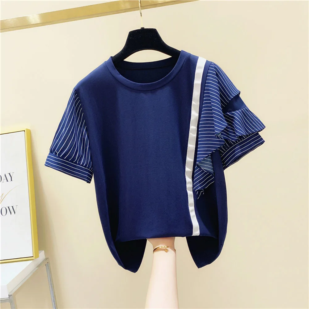 Новинка 2022 женская одежда футболки летние топы с коротким рукавом асимметричные