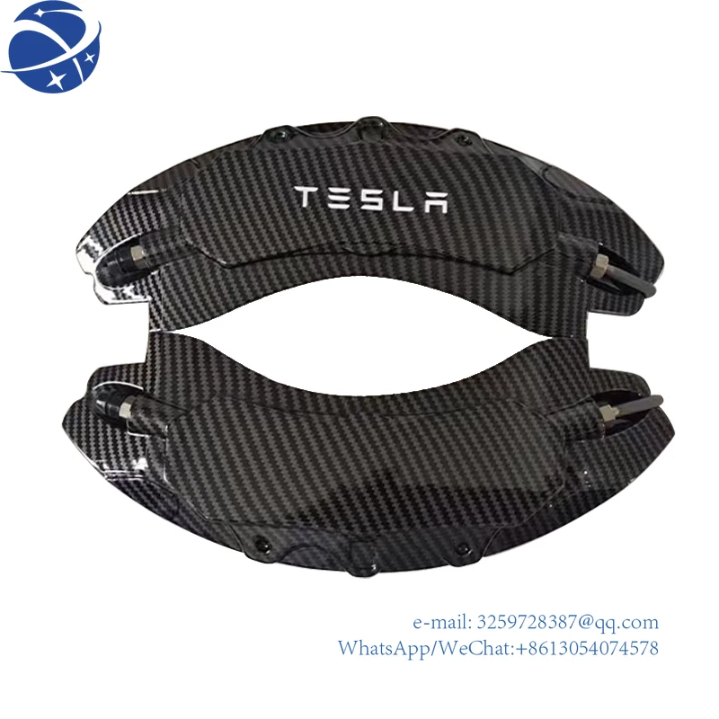 

ForTesla model 3 Y X S brake pad cover Caliper cover ABS Red Blue carbon fiber pattern