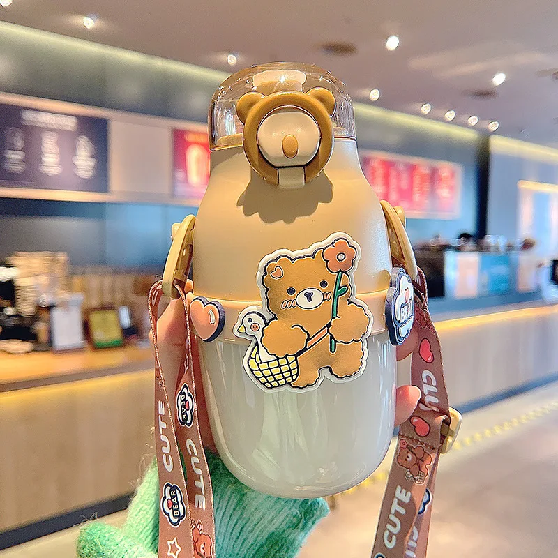 480 мл милые детские бутылочки для воды из соломинки девочек летние портативные