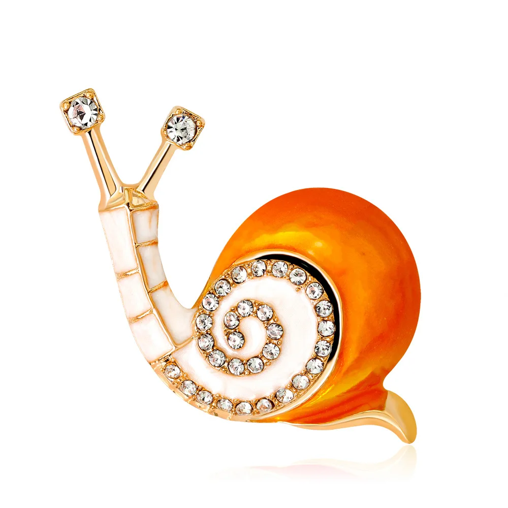 

New Fashion Personality Cute Snail Oil Drops Diamond Brooch