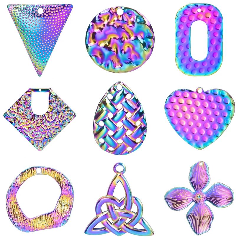 

4pcs Geometric Flower Love Pendant for Woman Girl Jewelry Making Creation Diy Necklace Earrings 316L Bijoux En Acier Inoxydable