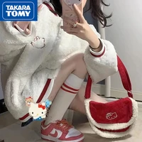 takara tomy autumn and winter fashion ladies cute cartoon hello kitty imitation lamb wool lamb velvet embroidered jacket