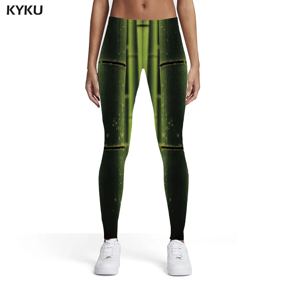 

KYKU Bamboo Leggings Women Green Printed pants Plant Sport Womens Leggings Pants Jeggings Jeggins Summer Pencil