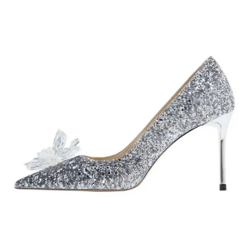 

SAVANAH Newest Cinderella Shoes Rhinestone High Heels Women Pumps Pointed Toe Woman Crystal Party Wedding Shoes for Women Bling