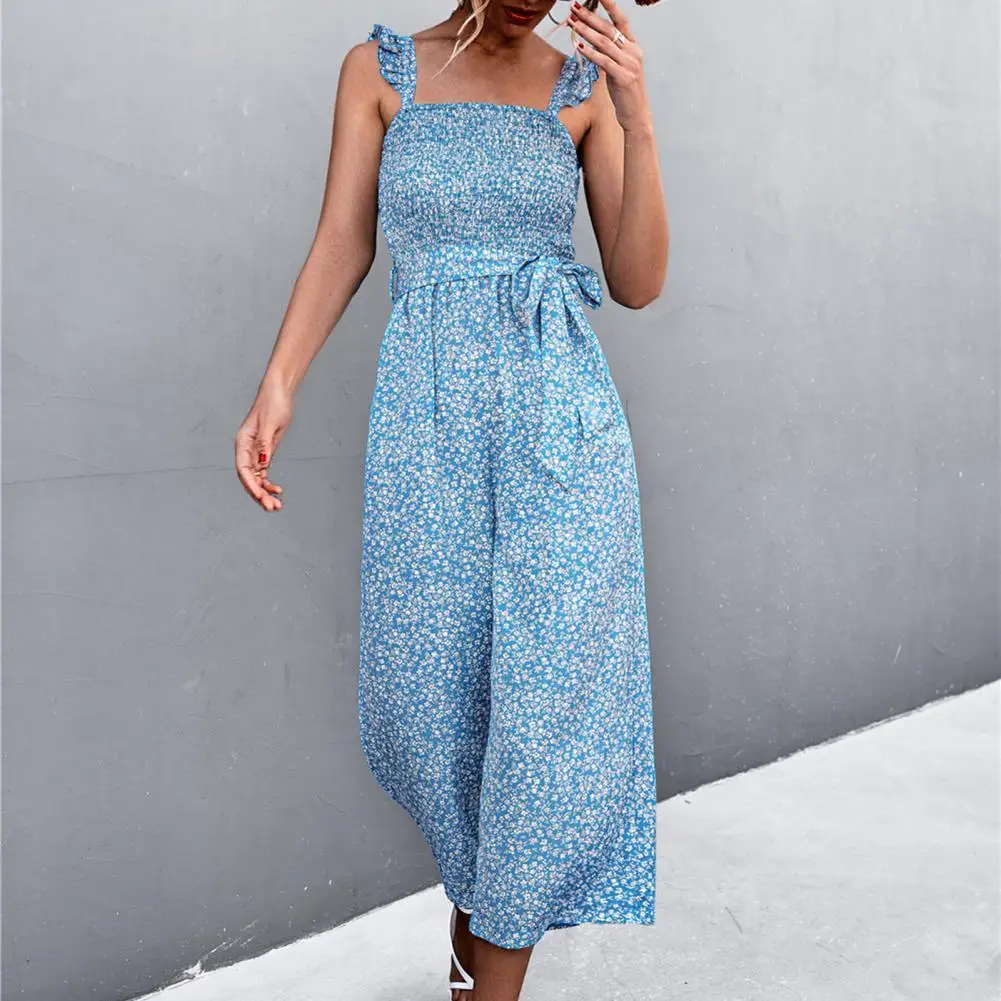 

Elegant Sleeveless Backleses Jumpsuit Women Summer Romper Sexy Belt Wide Leg Pants Women Overalls Jumpsuit комбинезон женский