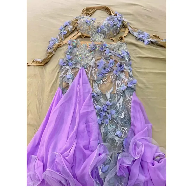 Костюм для танца живота по индивидуальному заказу бюстгальтер с 3D цветком