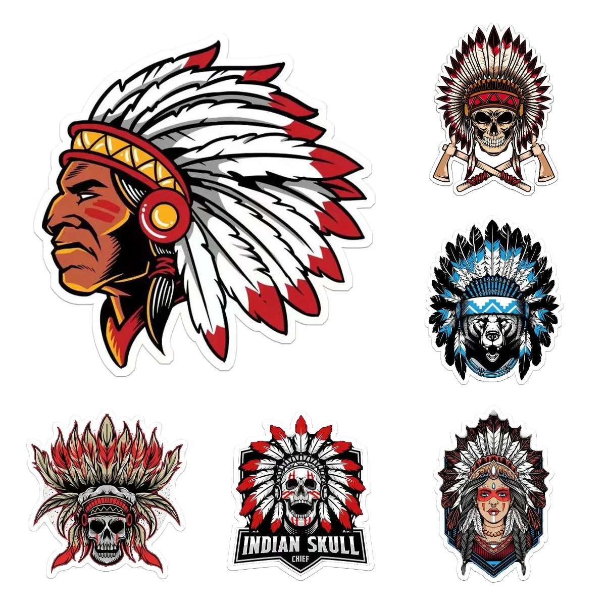 

Laptop Stickers AestheticTribe Skull Style Waterproof PVC Die Cut for Car Suitcase Bicycle Pitcher Motor Helmet Car Stickers