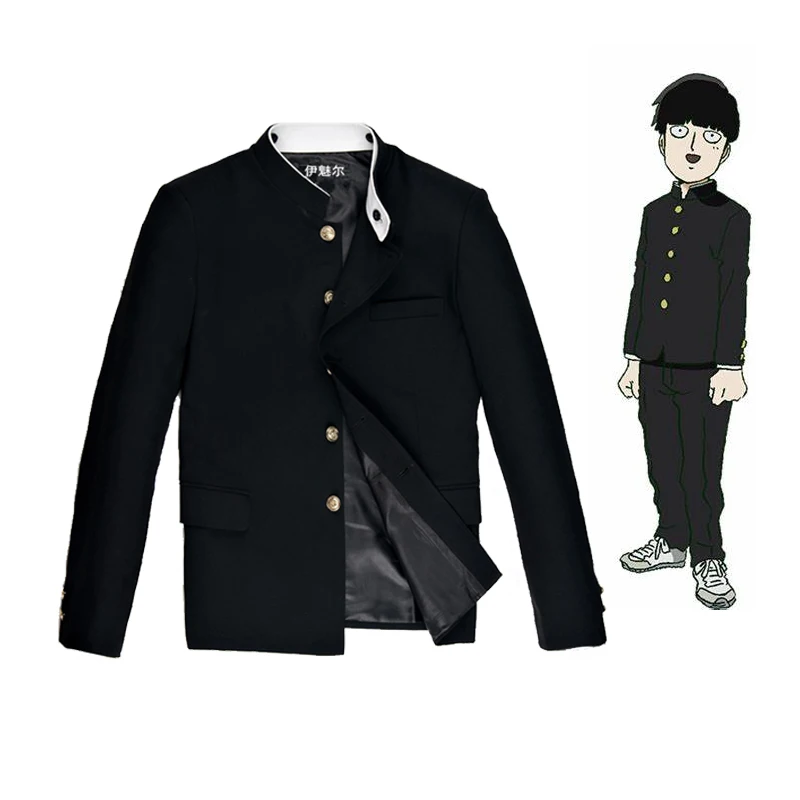 Mob Psycho 100 Cosplay Costume Mobu Saiko Hyaku Kageyama Shigeo black Gakuran Suits Coat Pants Men's School Uniform