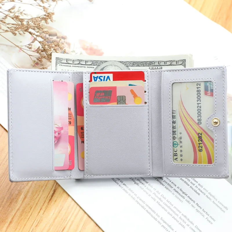Women Cute Bear Wallet Small Hasp Girl Wallet Brand Designed PU Leather Coin Purse Female Card Holder Wallets Three Fold Wallets