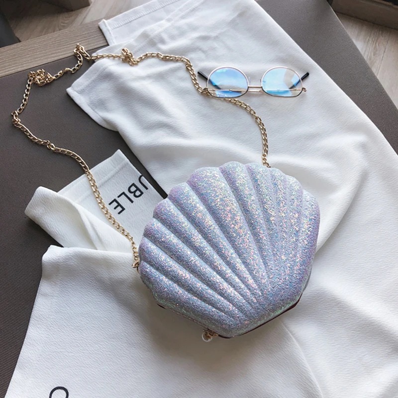 Новые модные цепи сумки через плечо маленькая сумочка в форме ракушки с