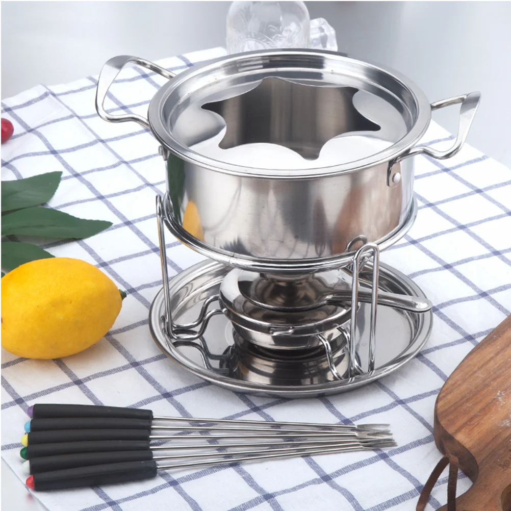 

Electric Chocolate Cheese Fondue Set Butter Boiler Cheese Warmer Tea Lights Candless with Dipping Forks for Home