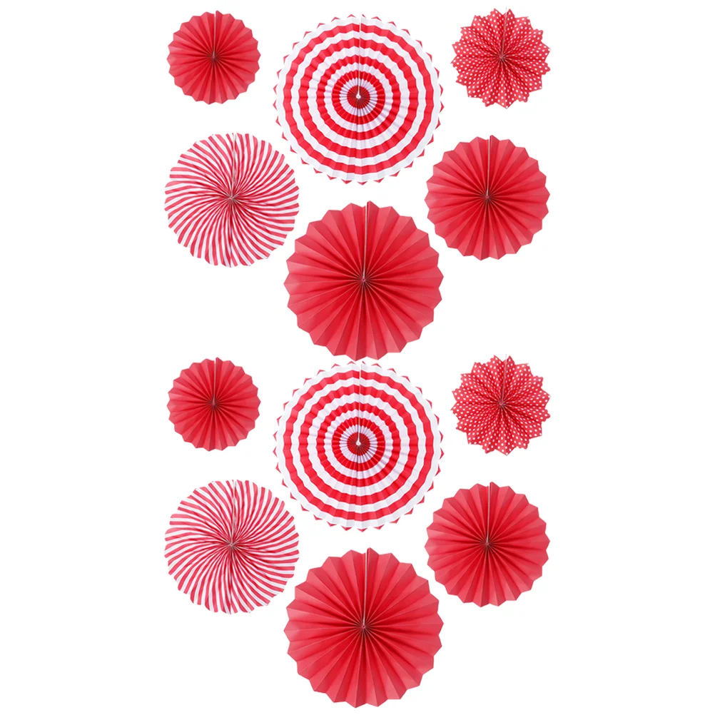 

2 sets of Party Hanging Paper Fans Round Paper Fan Garlands Decoration Birthday Decors