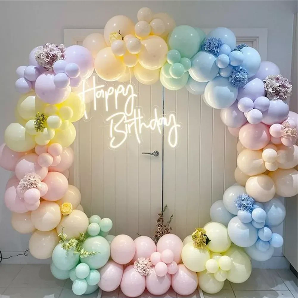 

182Pcs Pastel Pink Macaron Color Balloon Garland Matte Rainbow Balloons Arch Birthday Party Wedding Decoration Baby Shower Decor