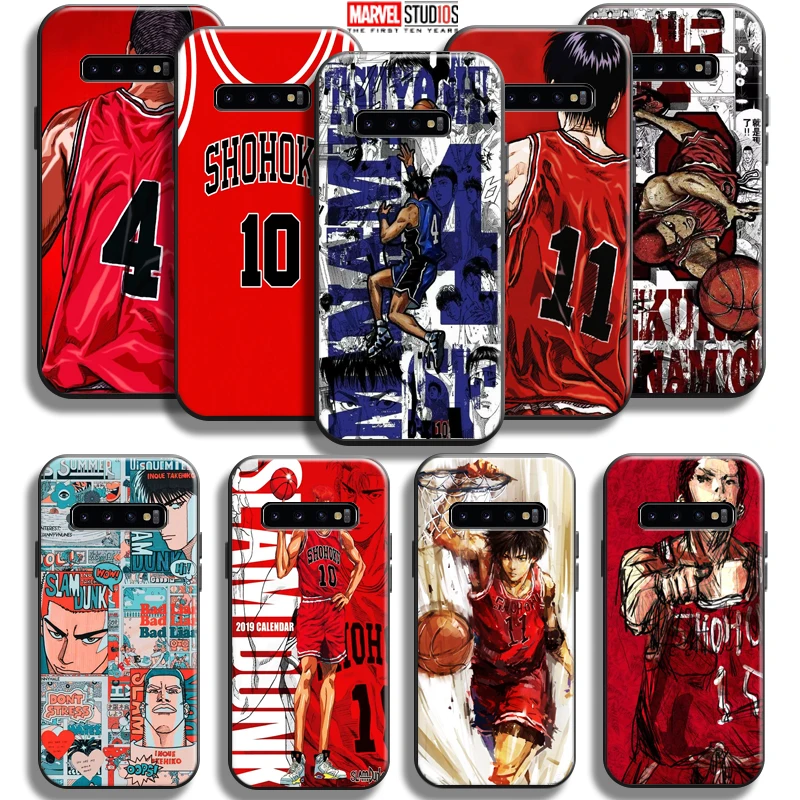 

Japan Anime SLAM DUNK Phone Case For Samsung Galaxy S10 5G S10E S10 Lite S10 S9 S8 Plus Black Funda Back Liquid Silicon