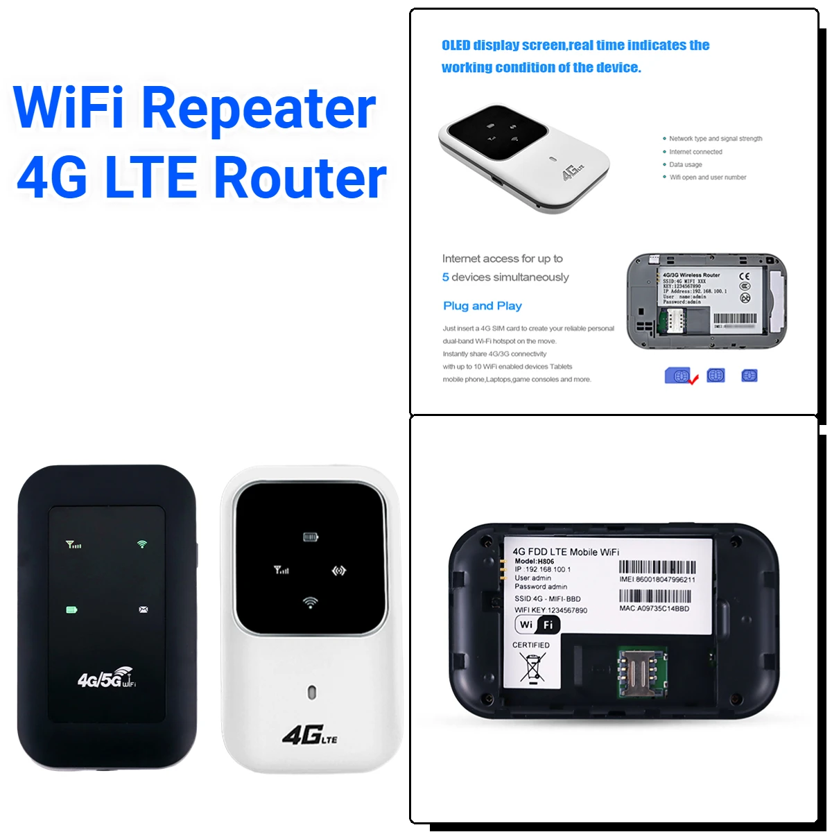 Роутер 4G LTE Wi-Fi ретранслятор усилитель сигнала сетевой расширитель Мобильная