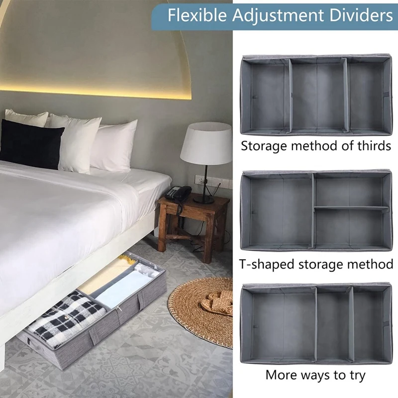 Ящик для хранения под кроватью 50 л с крышкой складной ящик из льна прочными