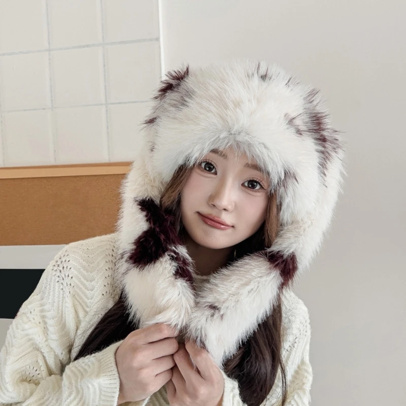 95AB Женская шляпа без полей с кроличьими ушками в стиле аниме пушистая плюшевая