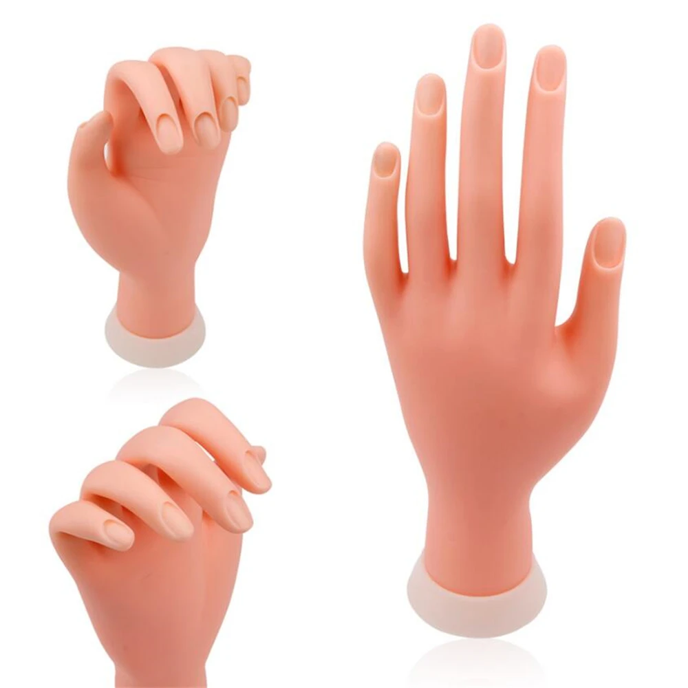 

Practice Hand for Acrylic Nails Nail Art Hand Soft Training Display Model Hands Flexible Silicone Prosthetic Manicure Nail Tools