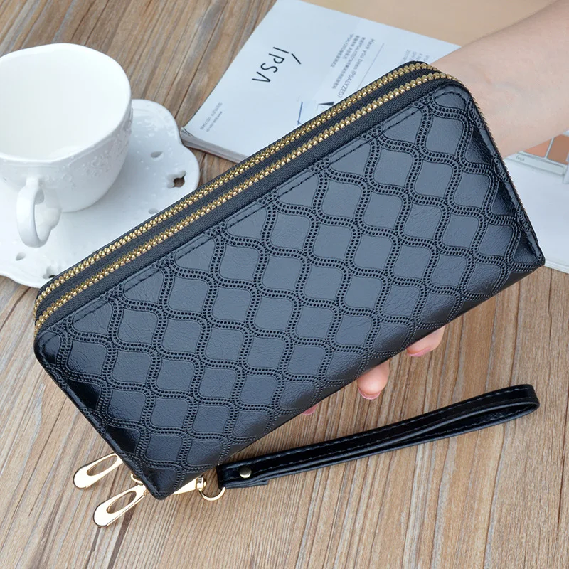 

MONNET CAUTHY New Arrival Long Wallets Two Zipper Multi card Slot High Capacity Solid Color PU Purse
