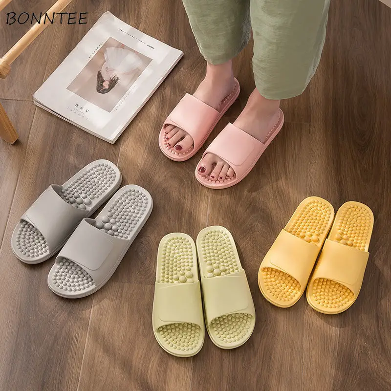 

Summer Slippers Women Pure Solid Comfortable Ulzzang Sweet Teens Couples Retro Daily Simple Chic All-match No-Slip Fashion Soft