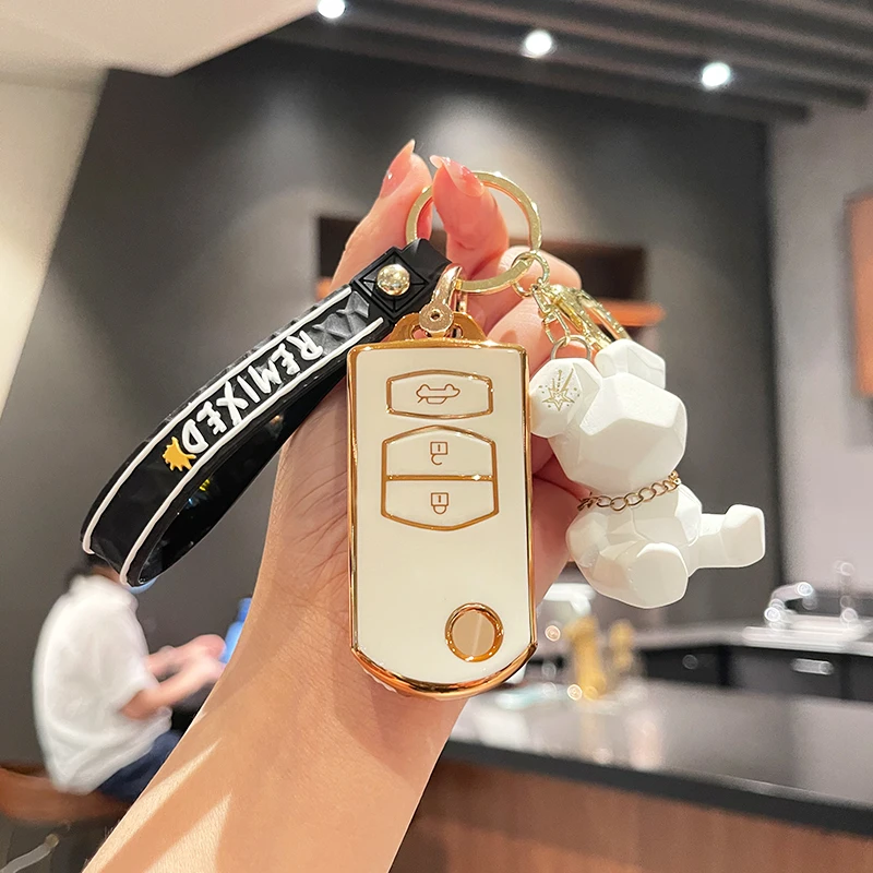 

Новый ТПУ автомобильный флип-брелок, чехол для Mazda 3, 5, 6 серии, M6, RX8, MX5, 3 кнопки, складной брелок для ключей с кроликом, брелок для ключей