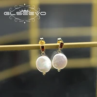 glseevo retro luxury baroque bride rose red crystal drop earring for women vintage pop pearl earrings wedding jewelry ge1172a