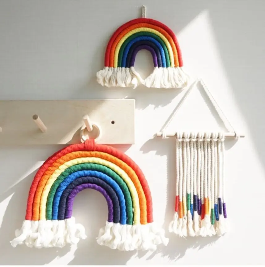 

Macrame Rainbow Wall Hanging Decoration Boho Home Decor Party Supplies Baby Shower Dorm Kid Room Bead Tassels Ornaments