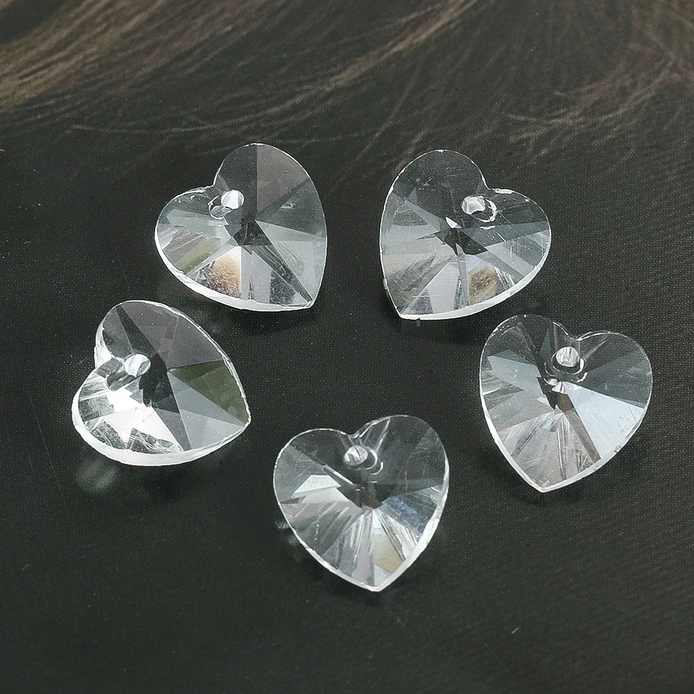 

10pc Transparent Crystal Love Pendant 14mm Heart Glass Crystal Heart Beads for Women Jewelry Making DIY Necklace Earrings Parts