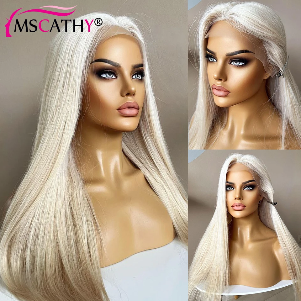 200 Density White Blonde Lace Front Wig Straight Virgin Human Hair Wigs For Women 13x6 HD Transparent Lace Frontal Wig Free Part
