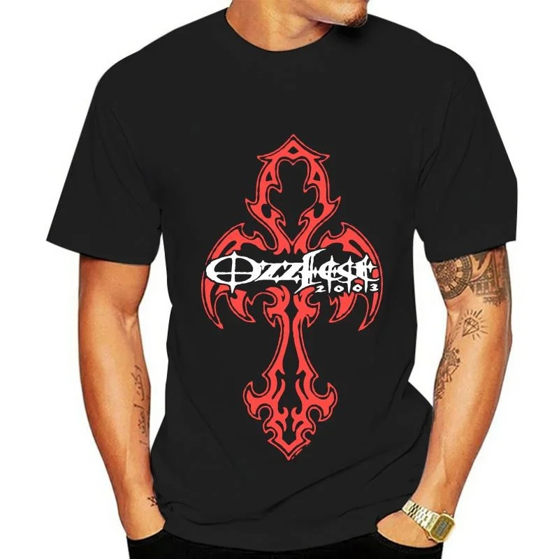 

Ozzfest-camiseta negra con Cruz Roja, camisa nueva de Ozzy oschester Tour, 2003