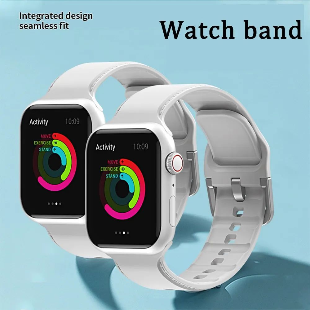 

correa Silicone Strap For Apple watch 7 44mm 45mm 42mm watchband bracelet iWatch 40mm 38mm 41mm for apple watch series 6 5 3 SE