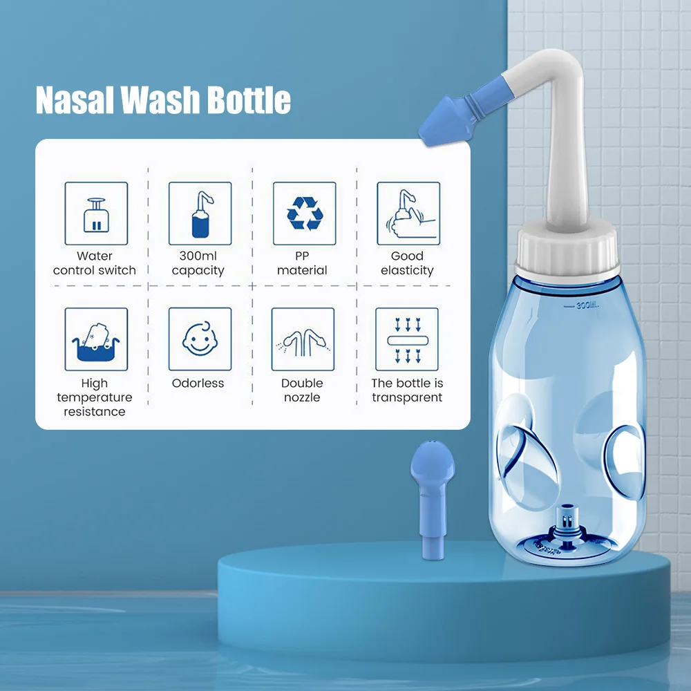 

1set 300ML Nasal irrigator Nasal Rinse Bottle Nasal Wash Cleaner Nose Protector Avoid Allergic Rhinitis Adults Children Neti Pot