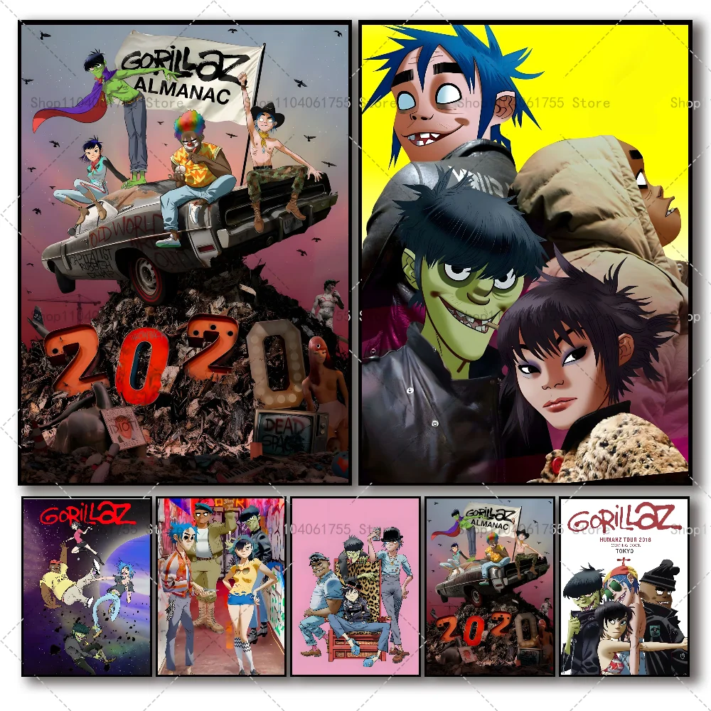 1 шт. музыкальный плакат Gorillaz самоклеящаяся искусство Настенный декор для