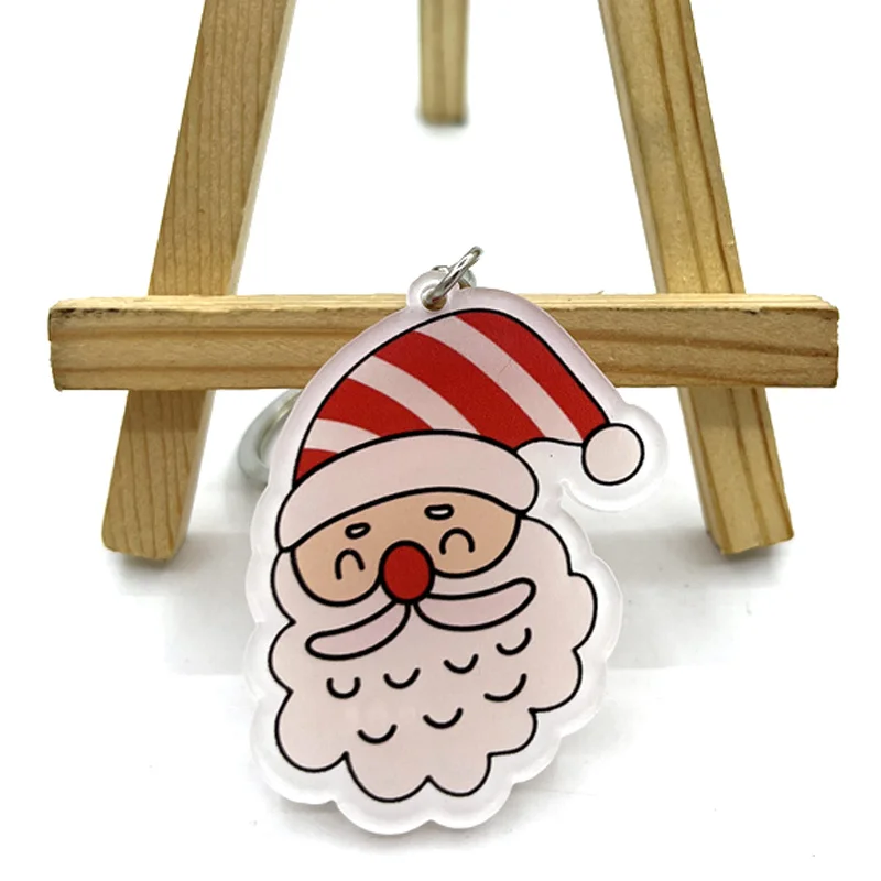 

Merry Christmas Tree Gift Animation cartoon acrylic key chain transparent double-layer Acrylic Pendant creative glue key chain