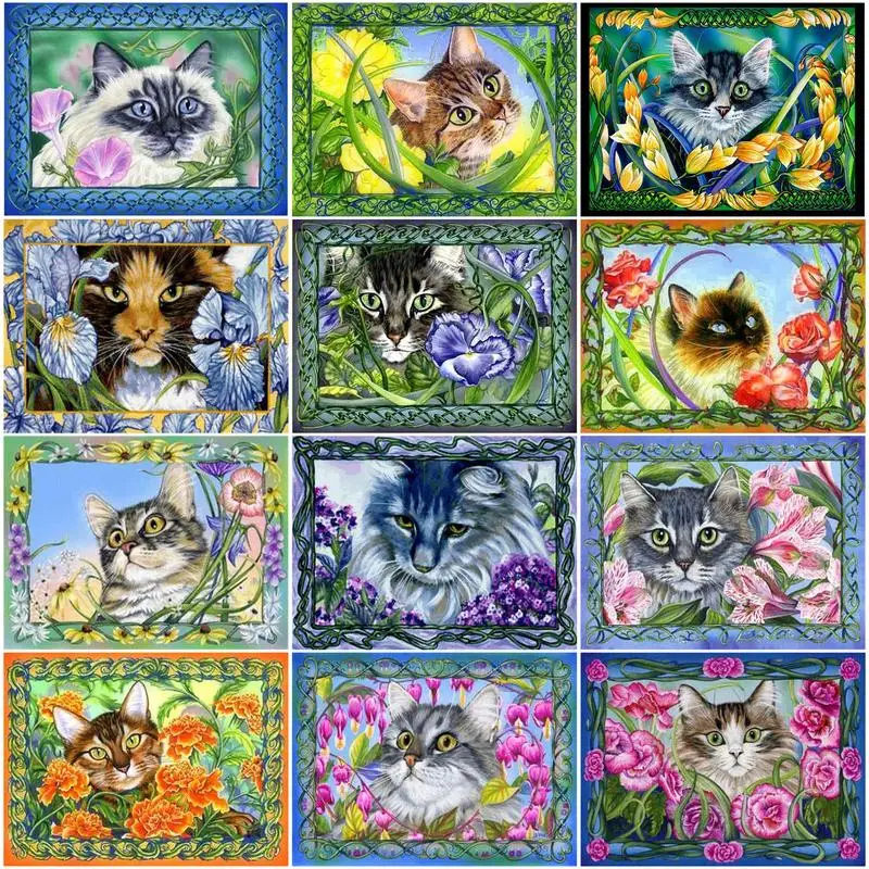 

DIY Oil Painting By Numbers Animal Flower Cat Ideas Gift Handpainted Art Wall Bedroom LivingRoom Home Decor Kids Room Decoration