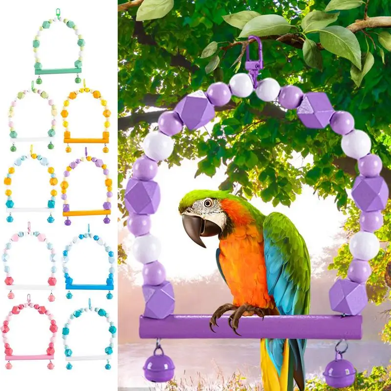 

parrots Hanging cage swings Colourful Swing Parrot chew Toy Bird Climbing Perch Stand bird cage fun Bird Cage Toys for Parrots