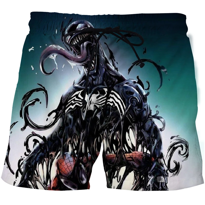 European And American Printed Men's Beach Pants 3D Printed Horror Pattern Fashion Casual Sports Harajuku Love Swimming Shorts