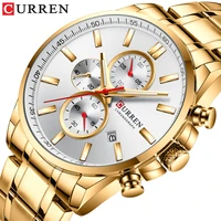 curren fashion mens watches top brand luxury waterproof chronograph quartz watch military stainless steel sports mens clock