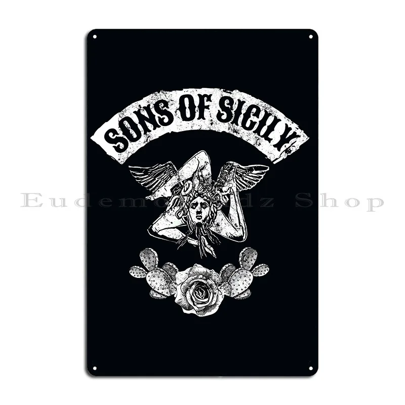 Mafia Gang Аутентичный логотип Сицилия Италия Слоган Футболка Плакат Металлическая