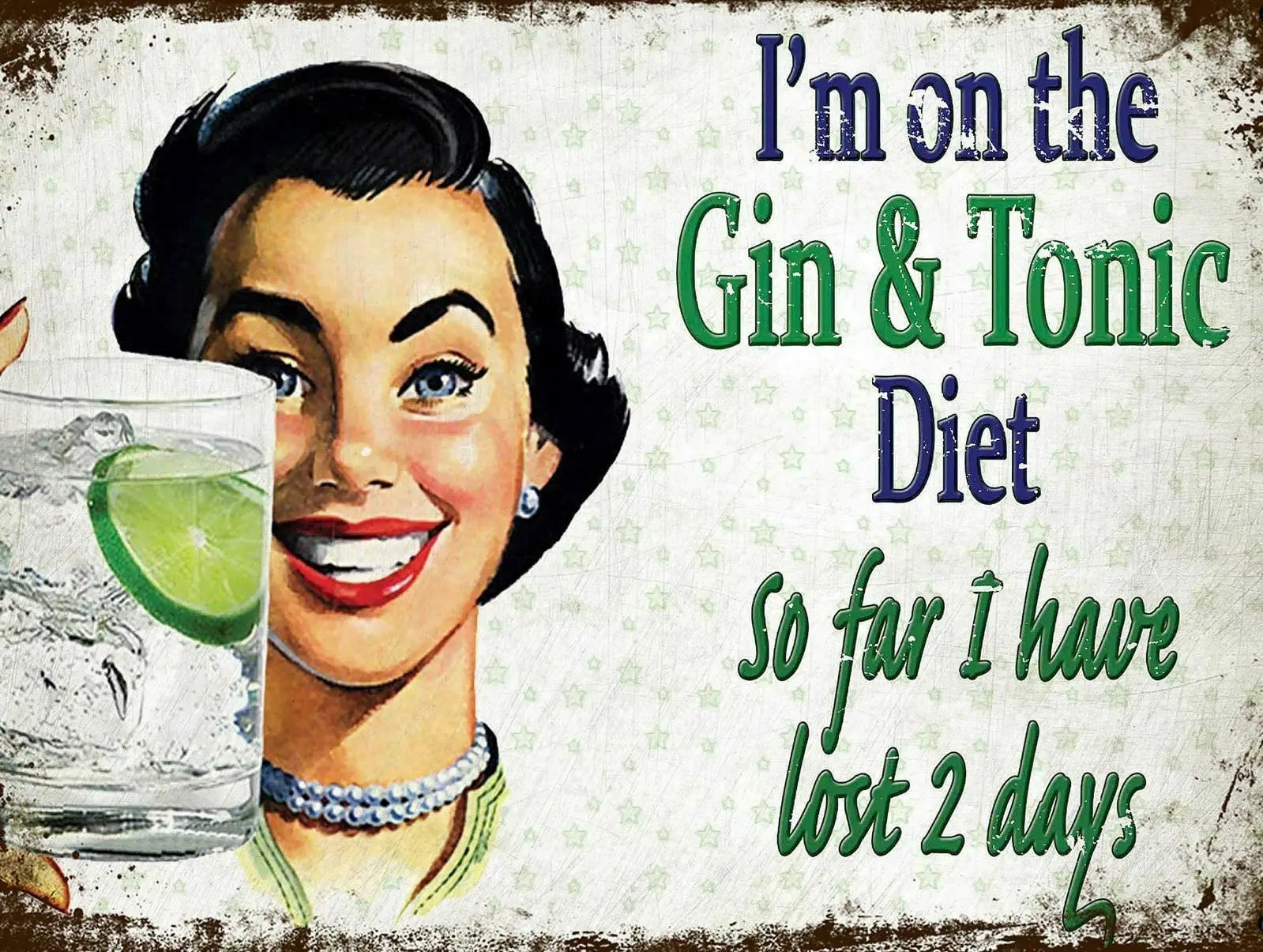 

Оловянные знаки для диеты, Джин и тоник, потертая шикарная тарелка, настенный художественный плакат, настенные знаки для дома, бара, паба