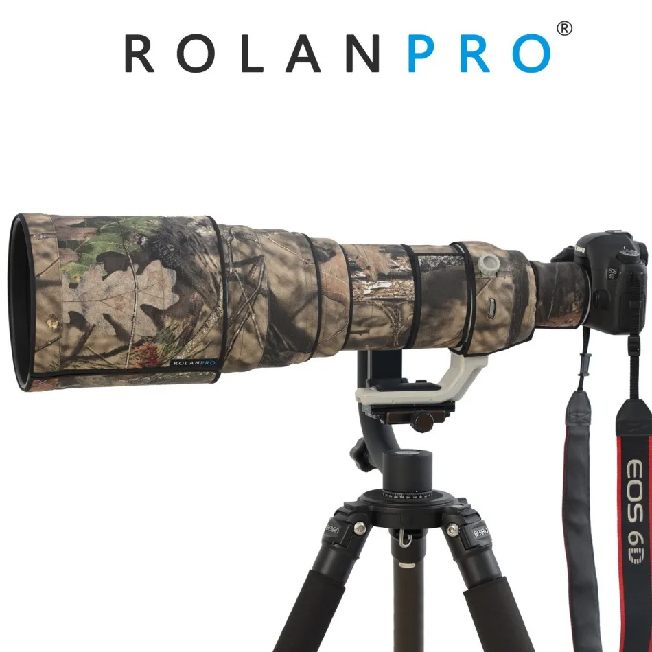 Фото Камуфляжный чехол ROLANPRO для объектива Canon EF 600mm f/4 L IS USM с защитой от сотрясений I Coat, дождевик, чехол для объектива, чехол для пистолетов №1