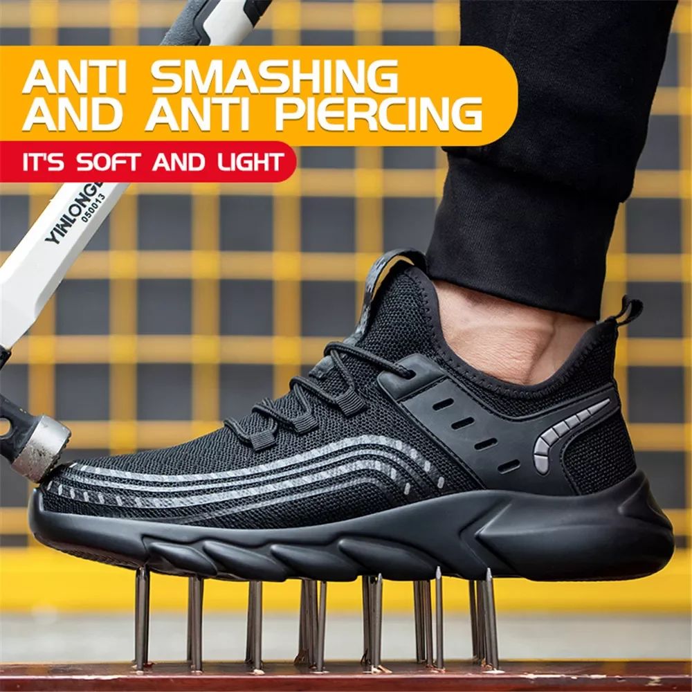 

NEW Work Shoe Steel Toe Breathable Rubber Anti-Smash Work Safety Boot Industrial Security Man Boot for Anti-smash Safety Shoe