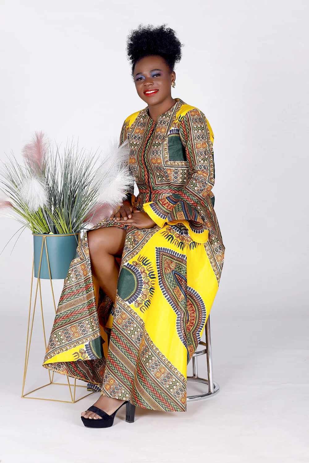 

Женская африканская одежда большого размера с восковым принтом и длинным рукавом