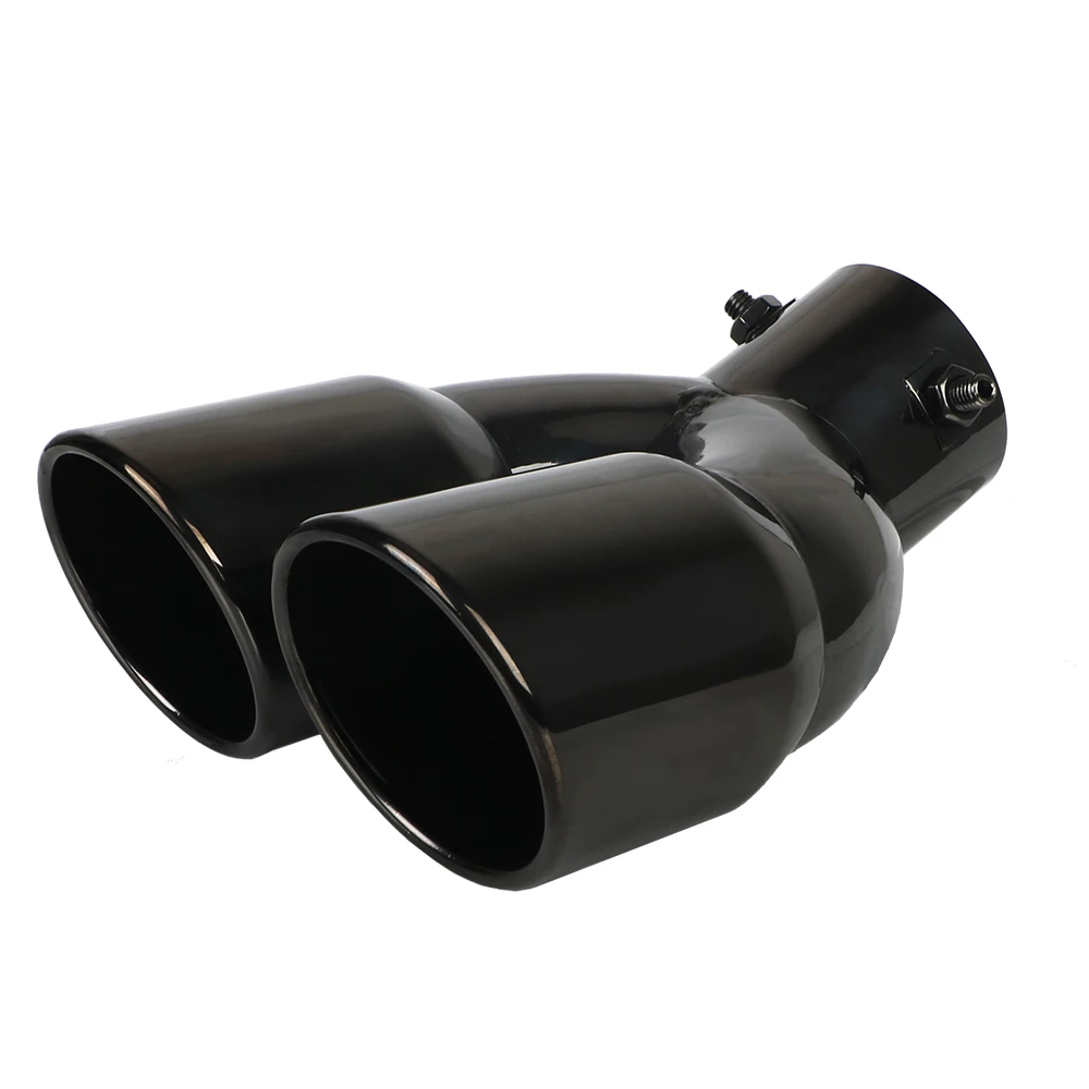 

Double Outlet Muffler 63mm Car Inlet Double-Barrel Rear Exhaust Tip Tail Pipe Car Accessories Stainless Steel Universal