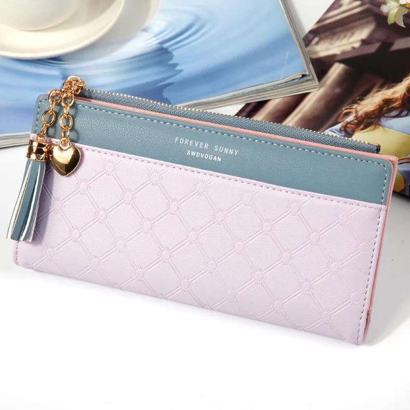 

Long Women's Wallet Female Purses Tassel Coin Purse Card Holder Wallets Female Pu Leather Clutch Money Bag Pu Leather Wallet