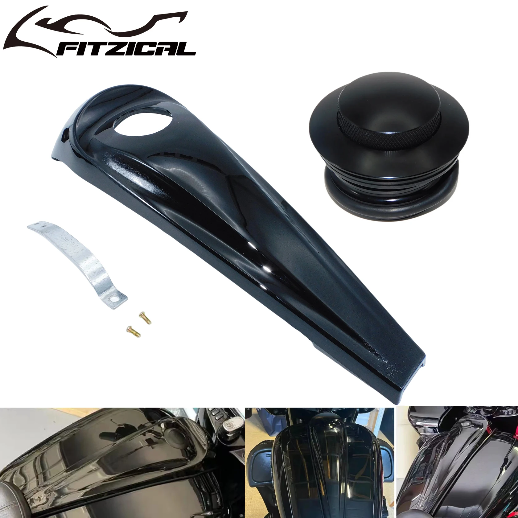 

Гладкая Крышка для топливного бака мотоцикла, черная крышка для Harley Touring CVO Electra Road Street Glide Road King 2008 и выше