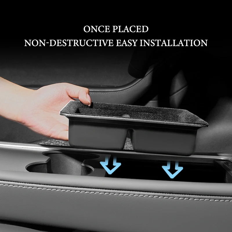 

Car Central Armrest Storage Box For Tesla Model Y Model 3 2021 2022 Accessories Center Console Flocking Organizer Containers